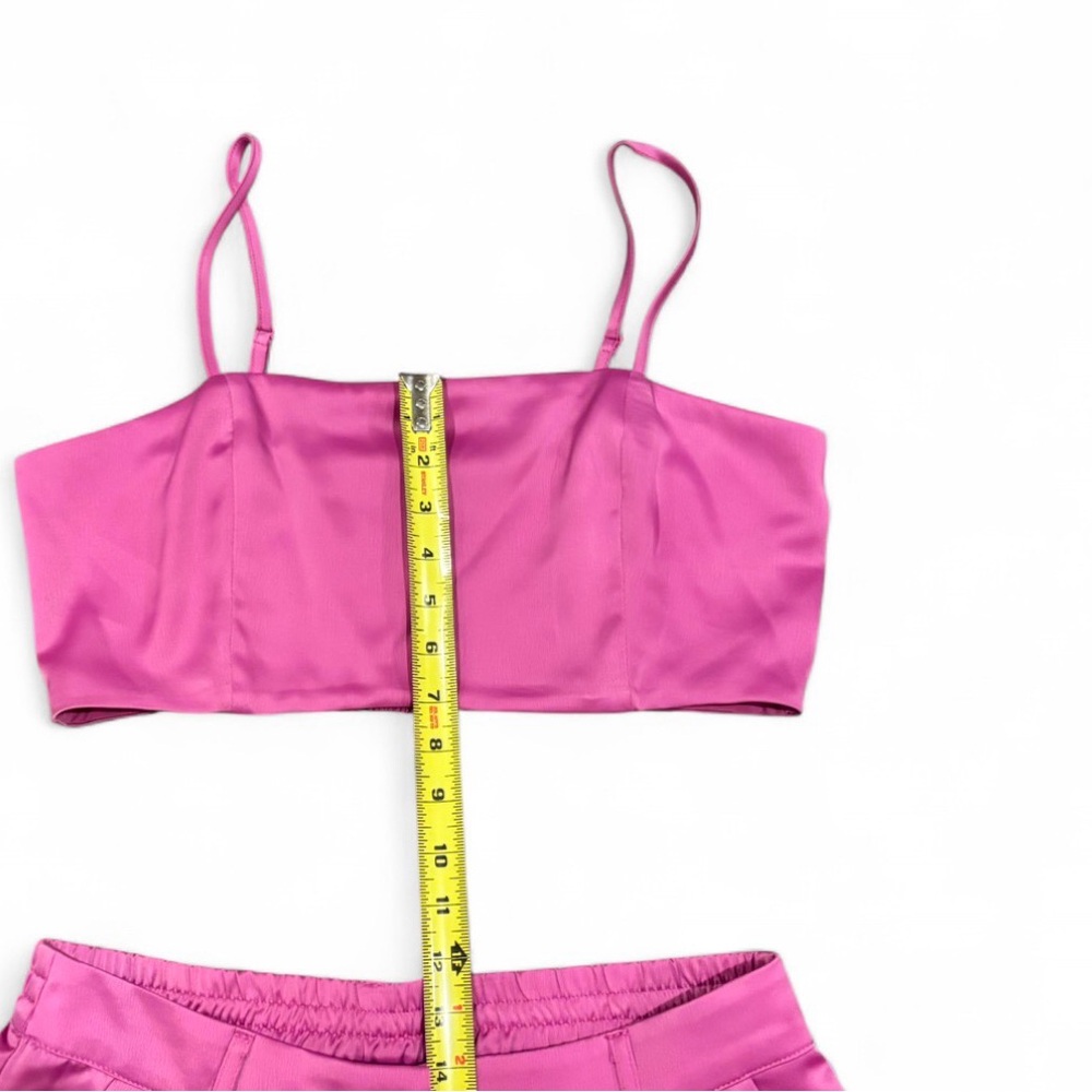 House of Harlow 1960 REVOLVE Pink Satin Crop Cami Wide Leg Pants Set Matching - Picture 12 of 15